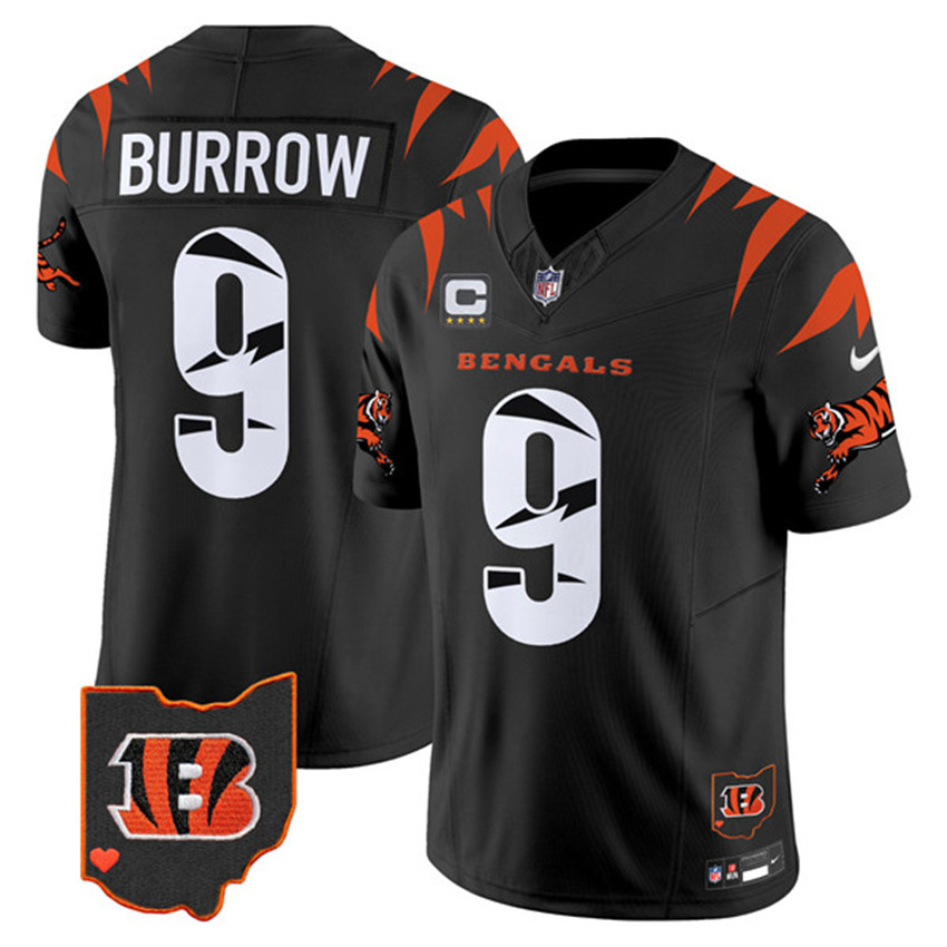 Men's Black Cincinnati Bengals #9 Joe Burrow F.U.S.E. With 4-Star C Patch Special Vapor Untouchable Limited Stitched Football Jersey